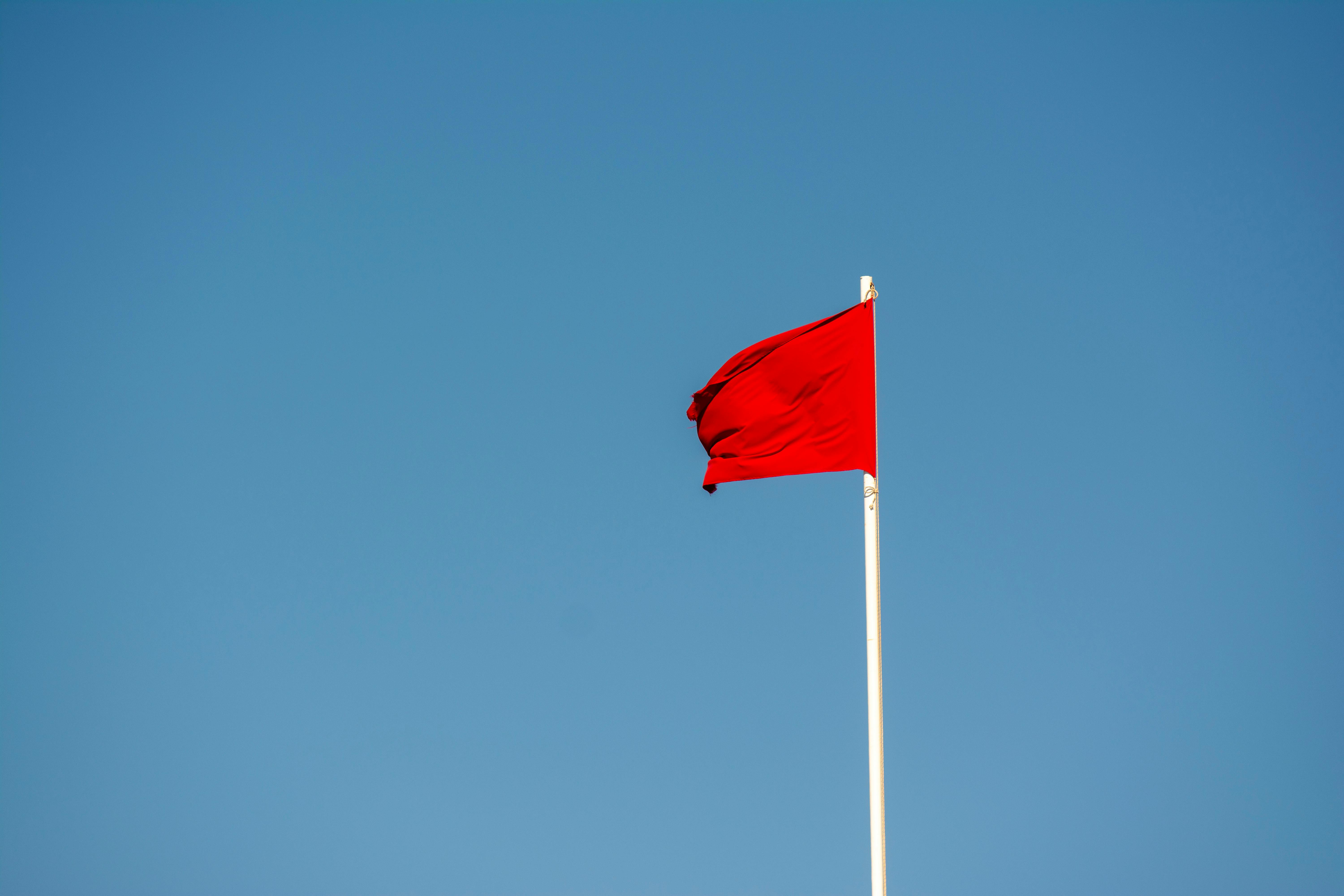 A red flag waving to symbolize warning signs